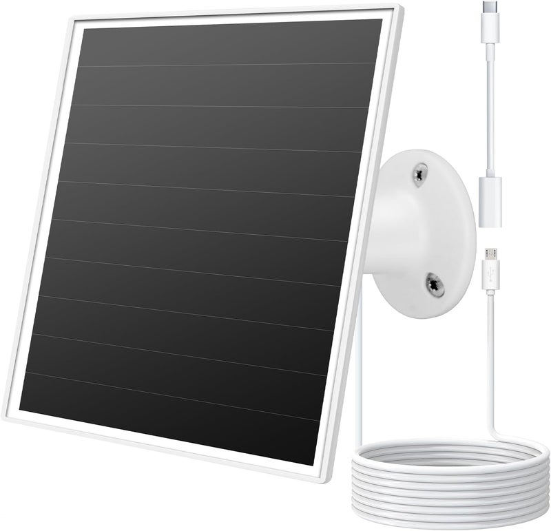 Orayafid 6W Solar Panel for Outdoor Security Camera with Micro USB & USB - C Port, Solar Panel Charger for Battery Camera，Fits Wyze/Reolink DC 5V Output, IP65/360° Adjustable, 9.8ft Cable, Fast Charging - Image 1